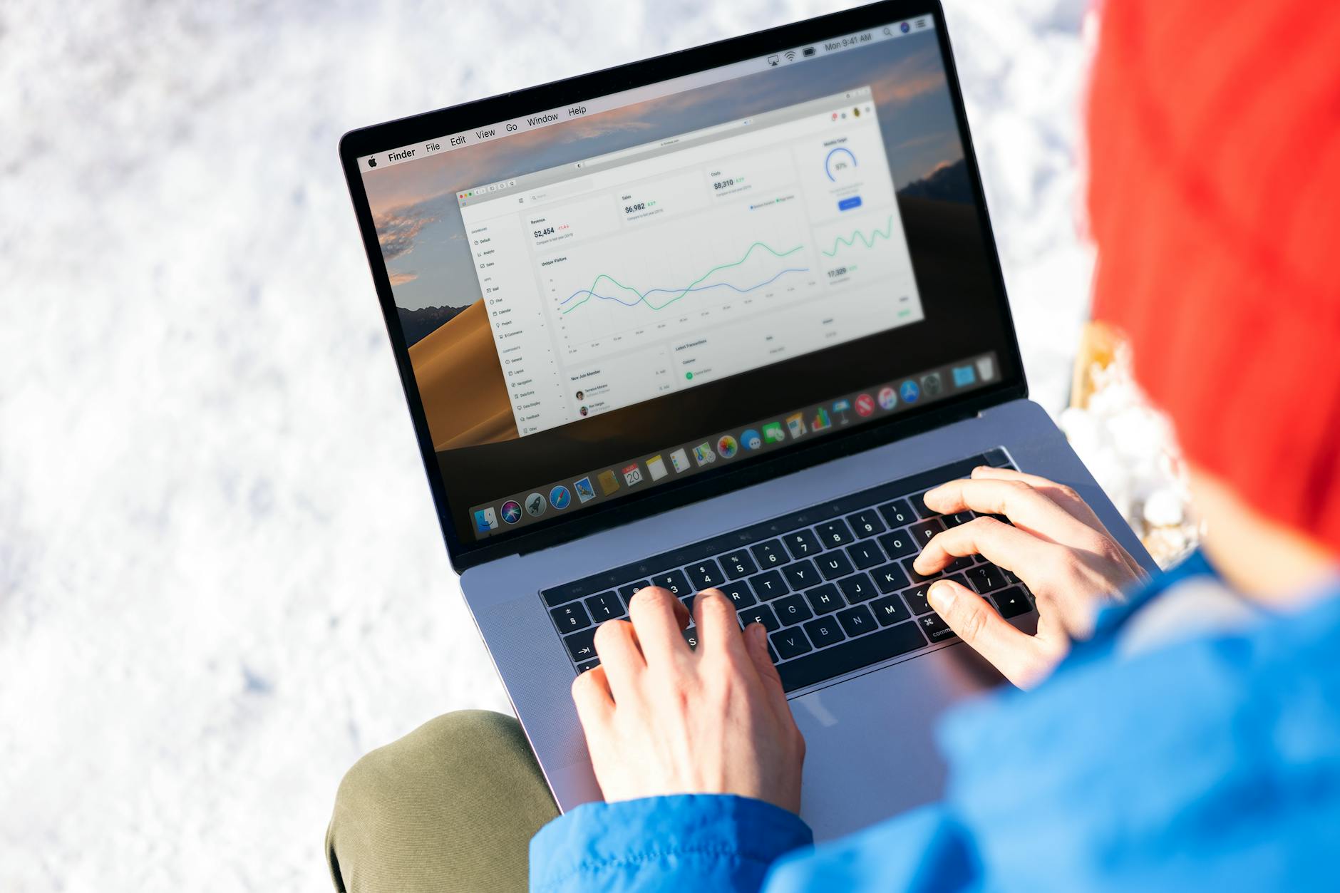Person reviewing a business dashboard on a laptop.